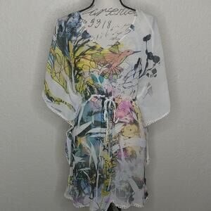 Y2K Mushka By Sienna Rose, Inc. Floral and Bird Print Sheer Dress Size M
